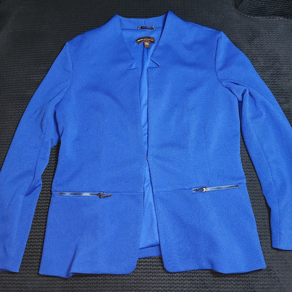 Women's Royal Blue Bechamel Dressy Blazer Suit Jacket Zip Pockets Size 14 NWOT